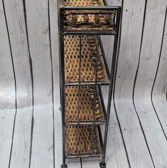 Vintage Wicker and Metal 4-Tier Shelf - Picture 5 of 10